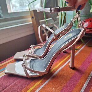 Nude strappy heels